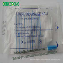 Sac d&#39;urine adulte jetable 1000ml / 1500ml / 2000ml avec l&#39;emballage de PE